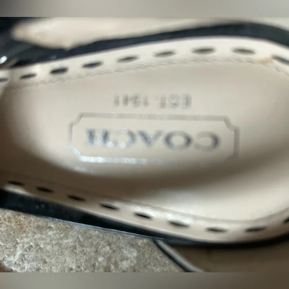 PRICE CUT!!  Coach Black Patent Leather Sandals with Silver Accents - Picture 3 of 7